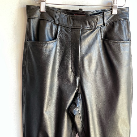 Black High Waisted Leather Trousers Sz 10 Bedoya & Sly Canada Women’s Pants EUC - Picture 3 of 10